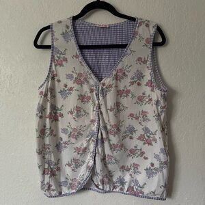 Floral Sleeveless Vest- White, Pink, Purple